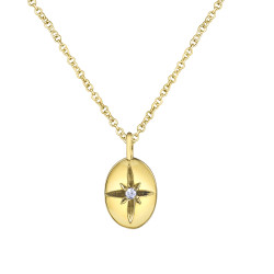 Star Set Oval Canadian Diamond Necklace- 0.02ct