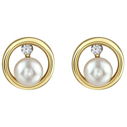 Pearl and Canadian Diamond Earrings- 0.06ct TDW