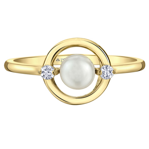 Pearl and Canadian Diamonds Ring- 0.06ct TDW