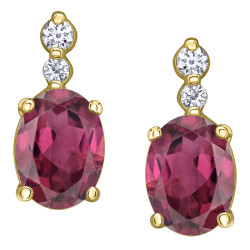 Rhodolite Garnet & Canadian Diamond Earrings- 0.11ct TDW