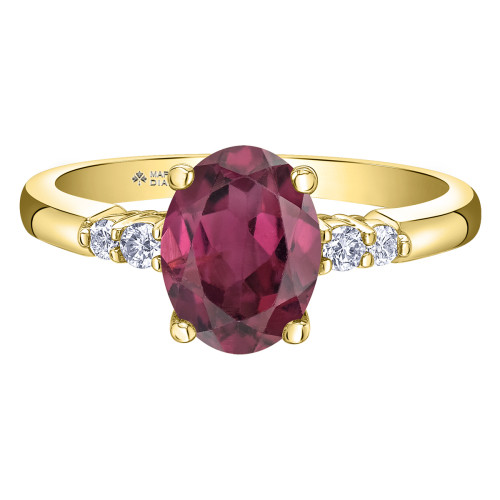 Rhodolite Garnet & Canadian Diamond Ring- 0.11ct TDW