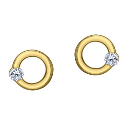 Yellow Gold Circle Canadian Diamond Stud Earrings- 0.11ct TDW