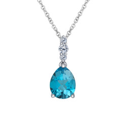 Blue Topaz and Canadian Diamond Necklace- 0.13ct TDW
