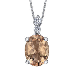 Morganite and Canadian Diamond Necklace- 0.05ct TDW