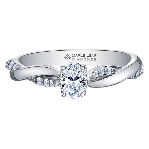 Oval Canadian Diamond 18KPD White Gold Ring- 0.45ct TDW