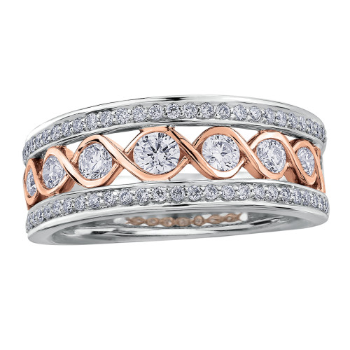 White and Rose Gold Canadian Diamond Dress Ring- 0.76ct TDW