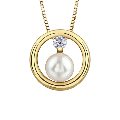 Pearl and Canadian Diamond Necklace- 0.06ct TDW