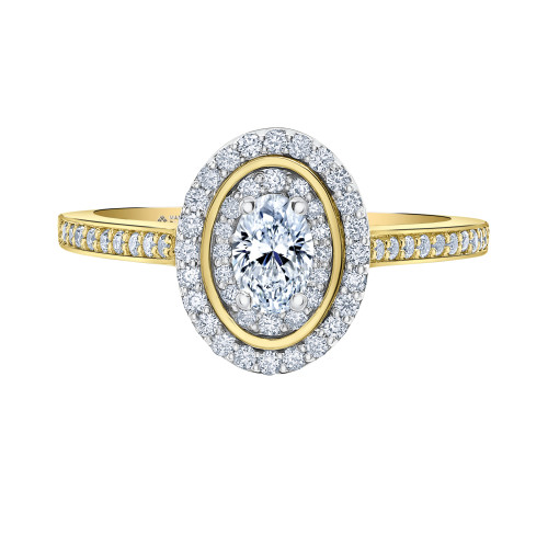 Oval Canadian Diamond Double Halo Ring- 0.62ct TDW