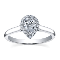 Canadian Pear Shaped Diamond Ring with Halo- .64ct