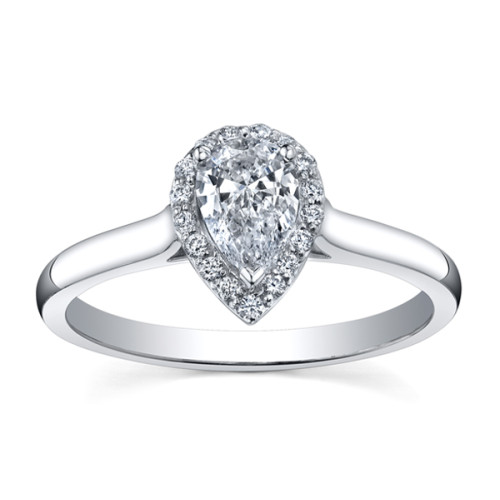 Canadian Pear Shaped Diamond Ring with Halo- .64ct