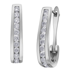 Channel Set Diamond Hoop Earrings- 1.00ct TDW White Gold