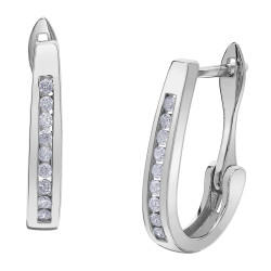 Channel Set Diamond Hoop Earrings- 0.15ct White Gold