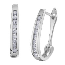 Channel Set Diamond Hoop Earrings- 0.33ct TDW White Gold