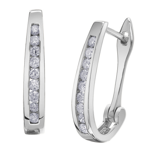 Channel Set Diamond Hoop Earrings- 0.33ct TDW White Gold Channel Set Diamond Hoop Earrings- 0.33ct TDW White Gold