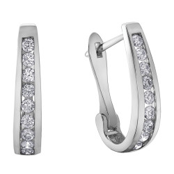 Channel Set Diamond Hoop Earrings- 0.50ct TDW White Gold