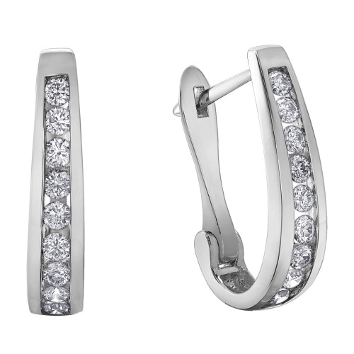 Channel Set Diamond Hoop Earrings- 0.50ct TDW White Gold Channel Set Diamond Hoop Earrings- 0.50ct TDW White Gold