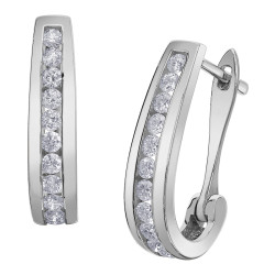 Channel Set Diamond Hoop Earrings- 0.75ct TDW White Gold