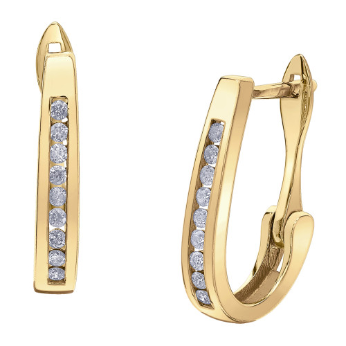 Channel Set Diamond Hoop Earrings- 0.15ct TDW Yellow Gold Channel Set Diamond Hoop Earrings- 0.15ct TDW Yellow Gold