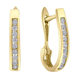Channel Set Diamond Hoop Earrings- 0.25ct TDW Yellow Gold