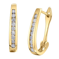Channel Set Diamond Hoop Earrings- 0.33ct TDW Yellow Gold