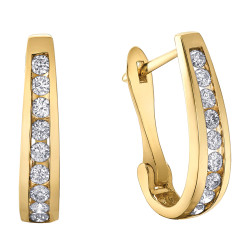 Channel Set Diamond Hoop Earrings- 0.50ct TDW Yellow Gold