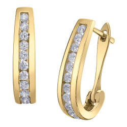 Channel Set Diamond Hoop Earrings- 0.75ct TDW Yellow Gold