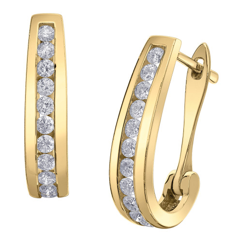 Channel Set Diamond Hoop Earrings- 0.75ct TDW Yellow Gold Channel Set Diamond Hoop Earrings- 0.75ct TDW Yellow Gold