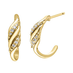 Diamond and Yellow Gold Twist Earrings- 0.06ct TDW