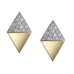 Diamond and Yellow Gold Rhombus Shaped Earrings- 0.15ct TDW