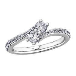 Two-Stone Diamond Ring with Diamond Shoulders- .33ct TDW