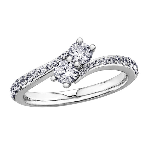 Two-Stone Diamond Ring with Diamond Shoulders- .33ct TDW Two-Stone Diamond Ring with Diamond Shoulders- .33ct TDW
