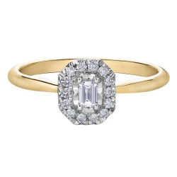 Emerald Cut Halo Diamond Ring- 0.20ct