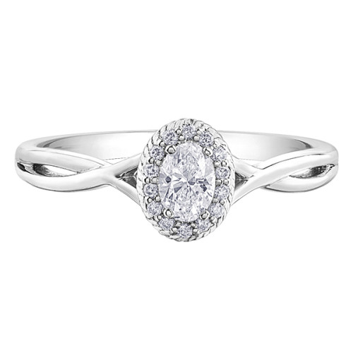 Oval Diamond with Halo Ring- 0.25ct