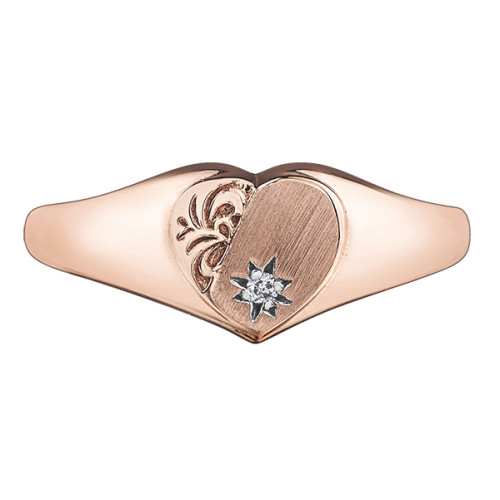 Rose Gold Heart Diamond Ring- 0.01ct TDW