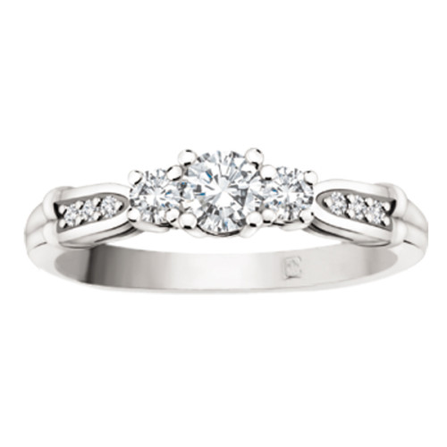 Three Stone Diamond Ring with Diamond Shoulders- .31ct