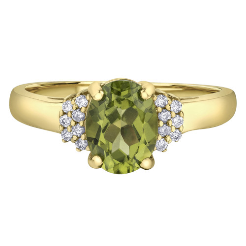 Peridot and Diamond Ring- 0.09ct TDW