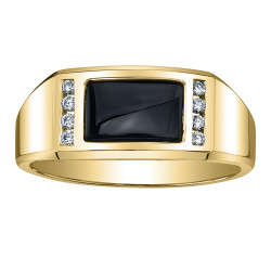 Onyx and Diamond Gent's Ring- 0.10ct TDW