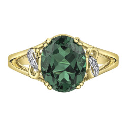 Created Emerald and Diamond Ring- 0.02ct TDW