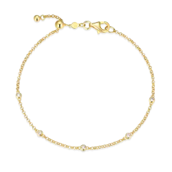 Bezel Station Bolo Bracelet in 18k Yellow Gold Plated Sterling Silver