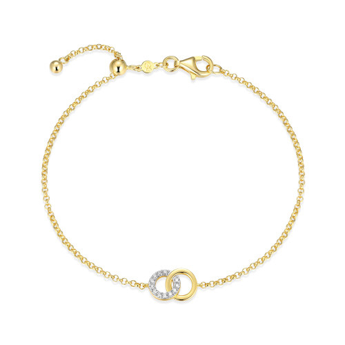 Twin Circle Bolo Bracelet in 18k Yellow Gold Plated Sterling Silver