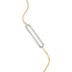 Pave Paperclip Bolo Bracelet in 18K Yellow Gold-Plated Sterling Silver