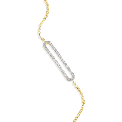 Pave Paperclip Bolo Bracelet in 18K Yellow Gold-Plated Sterling Silver