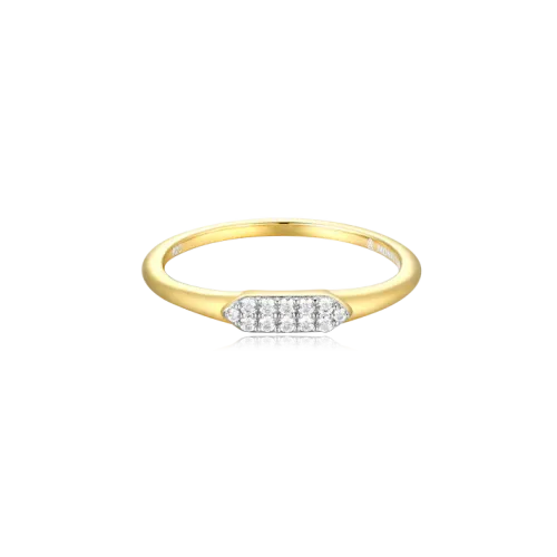 Long Hex Stackable Ring in 18k Yellow Gold Plated Sterling Silver