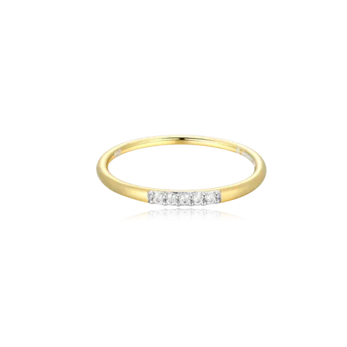 Diamond Line Stackable Ring in 18k Yellow Gold Plated Sterling Silver