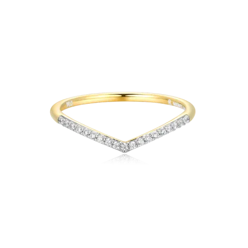 Chevron Stackable Ring in 18k Yellow Gold Plated Sterling Silver