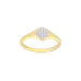 Lab-Created Diamond Pave Circle Signet Ring in 14K Yellow Gold-Plated Sterling Silver