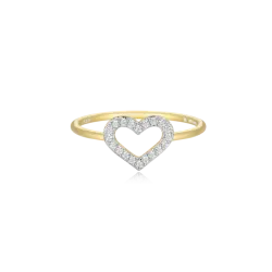 Open Heart Statement Ring in 18k Yellow Gold Plated Sterling Silver