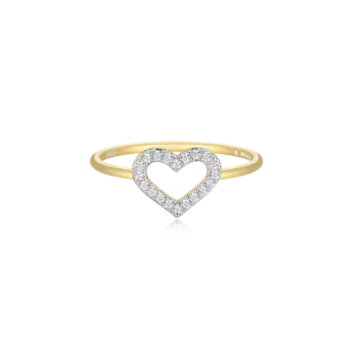 Open Heart Statement Ring in 18k Yellow Gold Plated Sterling Silver