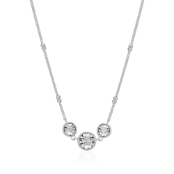 Trio Bezel-Set Lab-Created Diamond Beaded Bolo Necklace in Rhodium-Plated Sterling Silver