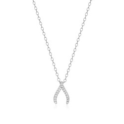 Wishbone Pendant Necklace in Rhodium Plated Sterling Silver